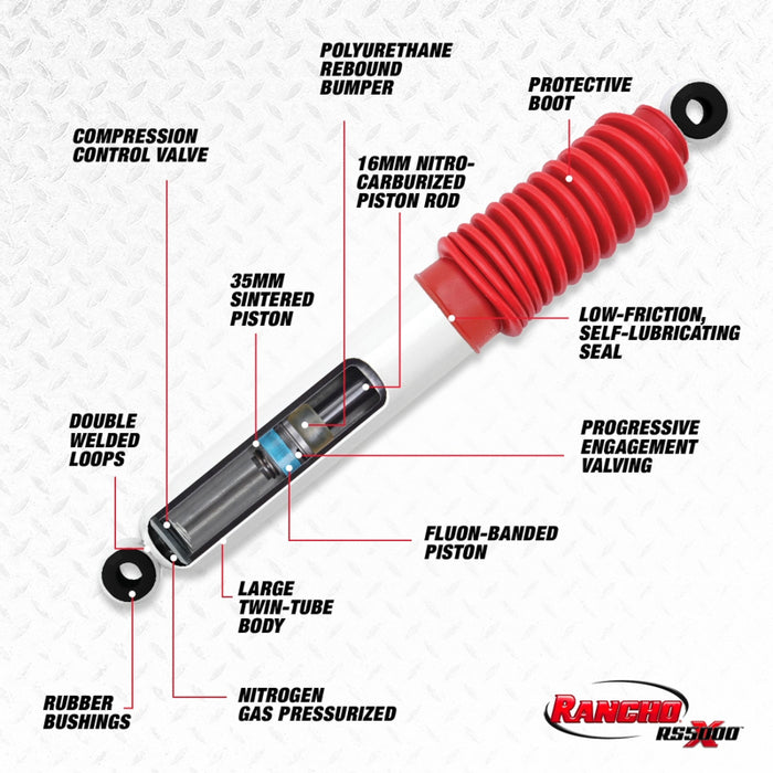 Rancho RS5000X RS55195 Shock Absorber Fits select: 1994-2001 DODGE RAM 1500, 1994-2002 DODGE RAM 2500