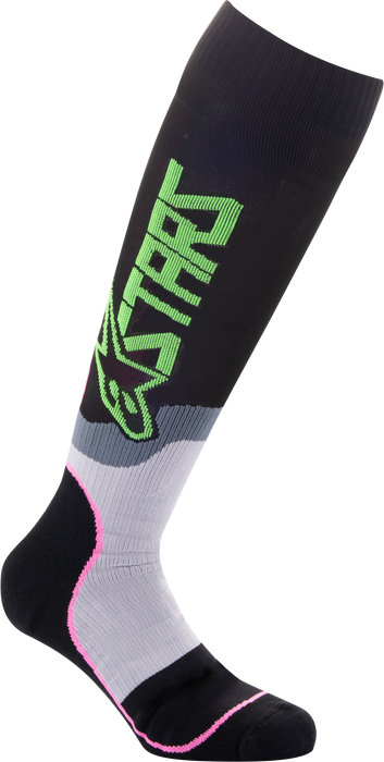 Alpinestars Youth Mx Plus-2 Socks Black/Green Neon/Pink Fluo Md/ (4741920-1669-M/L)