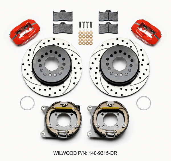 Wilwood Forged Dynalite P/S Park Brake Kit Drilled Red 12 Bolt 2.75in offset Staggered Shock 140-9315-DR