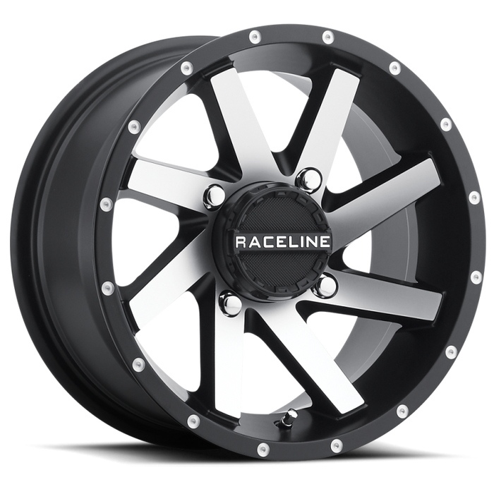 Raceline 14" Inch A82M Twist Atv/Utv 14X7 4X137 5+2 Black/Machined Wheel Rim A82M-47037-52
