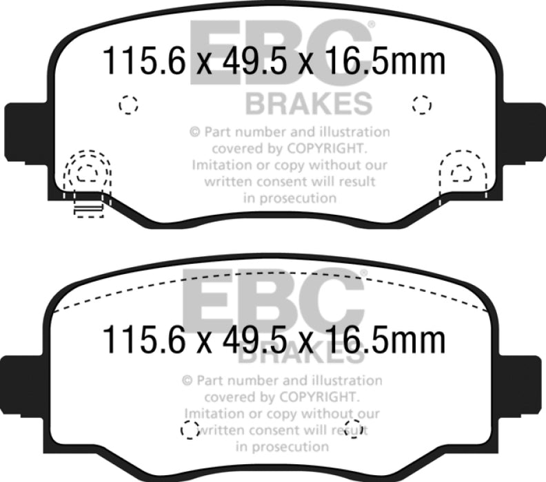 EBC 15+ Fiat 500X 1.4 Turbo Ultimax2 Rear Brake Pads UD1809