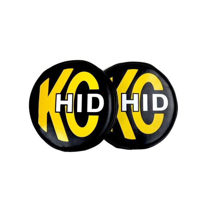 KC HiLiTES 8in. Round Soft Cover HID (Pair) Black w/Yellow Brushed KC Logo 5818