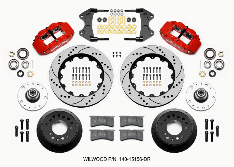 Wilwood Narrow Superlite 6R Front Hub Kit 14.00in Drill Red WWE ProSpindle (5x4.75in 5x5.00in Hub) 140-15156-DR