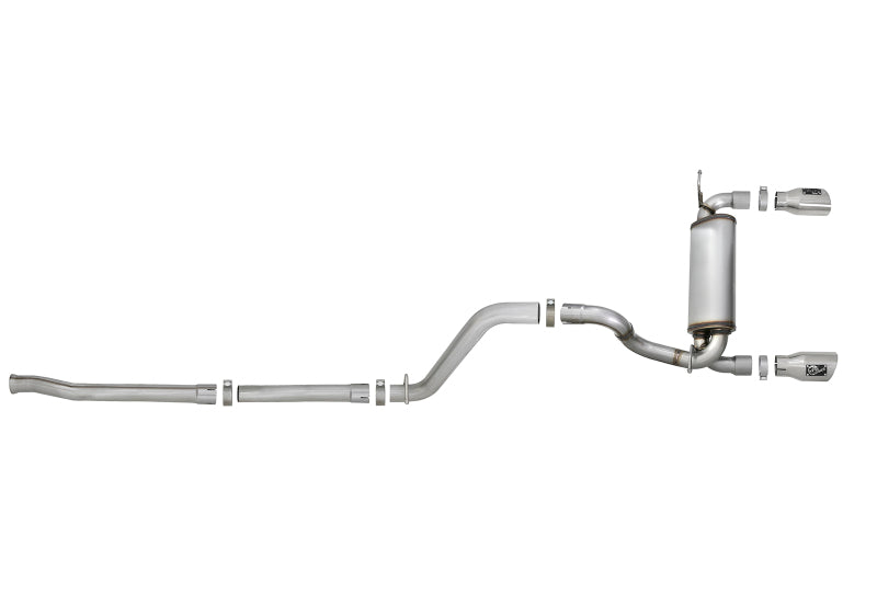 aFe Rebel Series 2.5in 409 SS Cat-Back Exhaust w/ Polished Tips 18-19 compatible with Jeep Wrangler (JL) V6 3.6L 49-48076-P