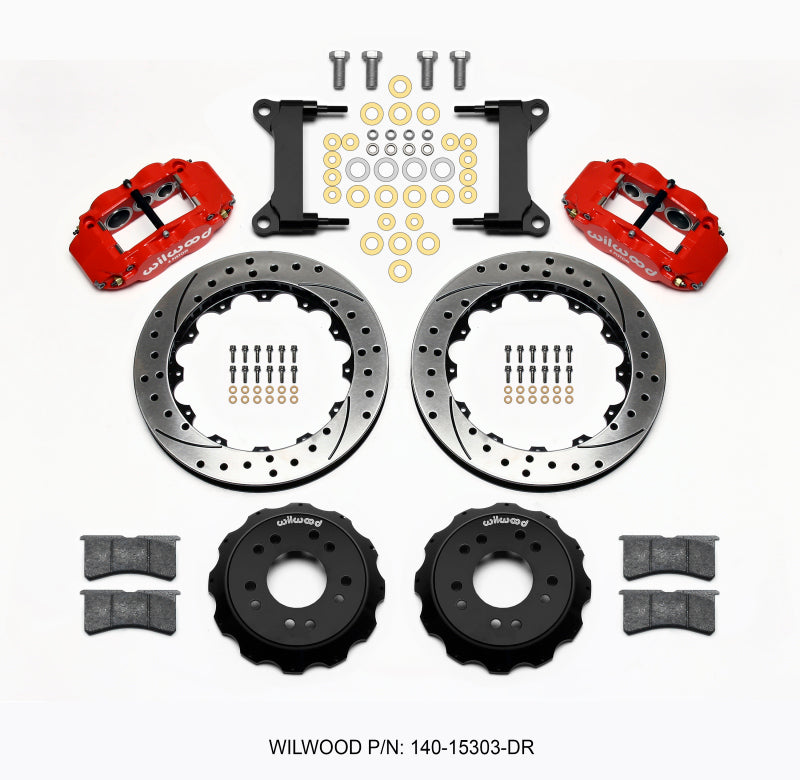 Wilwood Narrow Superlite 6R Front Hat Kit 13.06 Drilled Red 63-87 C10 w/ Wilwood Pro Spindles 140-15303-DR