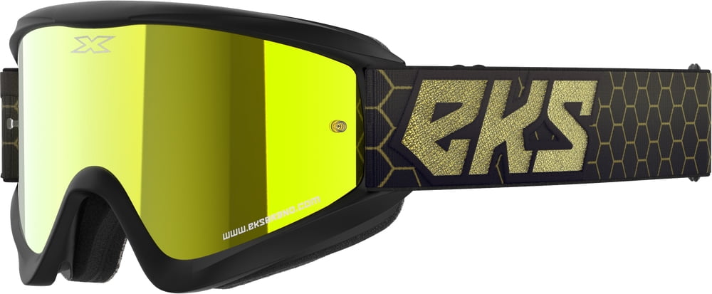 EKS Brand GOX Flat Out Mirror Goggles - Gold Lens (OSFA, Black/Gold Metallic)
