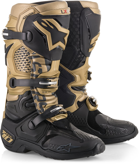 Alpinestars Tech 10 Aviator Boots Black/Gold/Grey Sz 08 2010014-1851-08