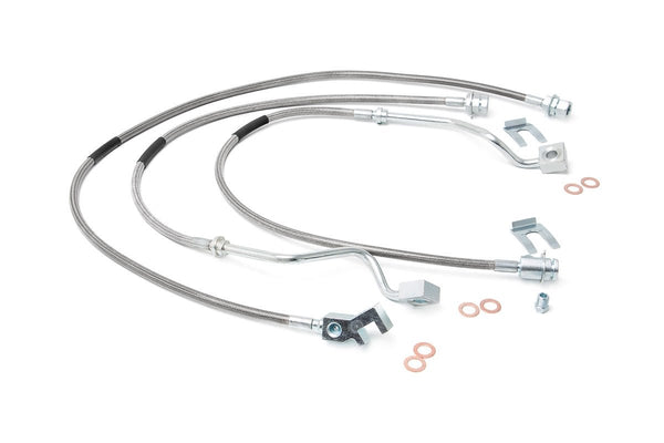Rough Country Brake Lines Stainless Fr & Rr 4-6 Inch Lift Fits Ford F-250/F-350 Super Duty (99-04) 89717