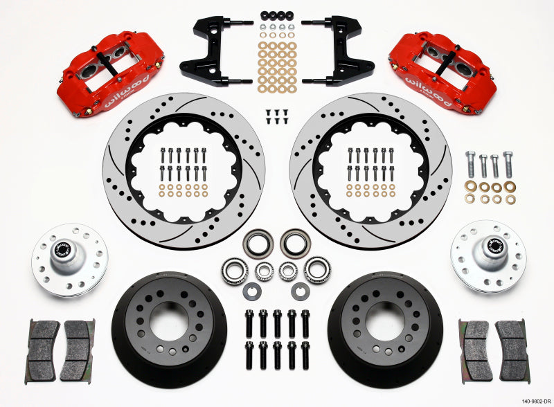 Wilwood Narrow Superlite 6R Front Hub Kit 14.00in Drill Red 74-80 Pinto/Mustang II Disc Spindle only 140-9802-DR