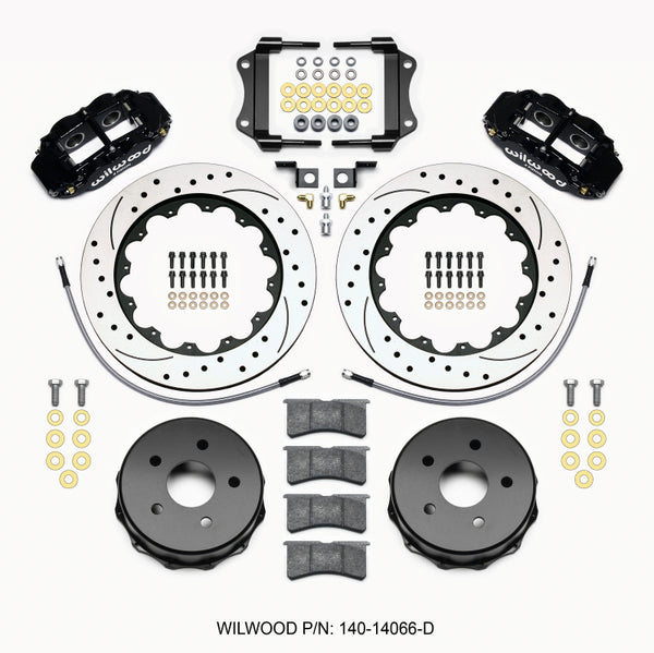 Wilwood Narrow Superlite 4R Rear Kit 14.00in Drilled 2007-up compatible with Jeep JK w/Lines 140-14066-D