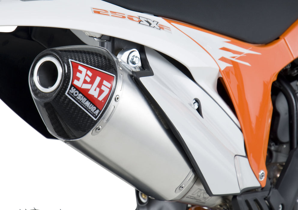 Yoshimura RS-4 Comp Series Slip-On Exhaust with Carbon Fiber End Cap (Enduro/Aluminum) Compatible with 11-15 KTM 450SXF