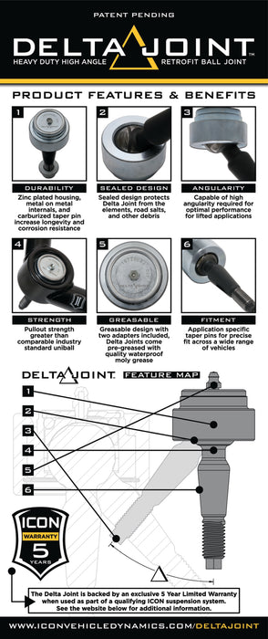 Icon 2007-2021 Toyota Tundra Billet Uca Delta Joint Kit 58560DJ