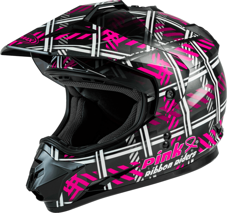Gmax Gm-11 Dual-Sport Pink Ribbon Riders Helmet Black/Pink Lg G5117406