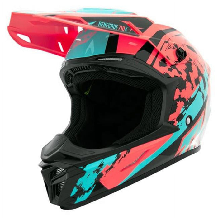 THH T-710X Renegade Youth MX Offroad Helmet Coral/Blue MD