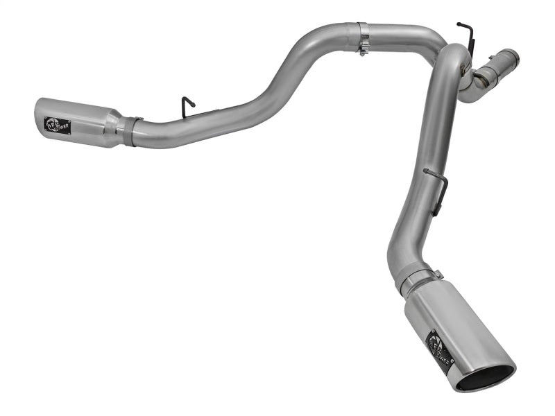 aFe LARGE Bore HD 4in Dual DPF-Back SS Exhaust w/Polished Tip 16-17 GM Diesel Truck V8-6.6L (td) LML 49-44080-P