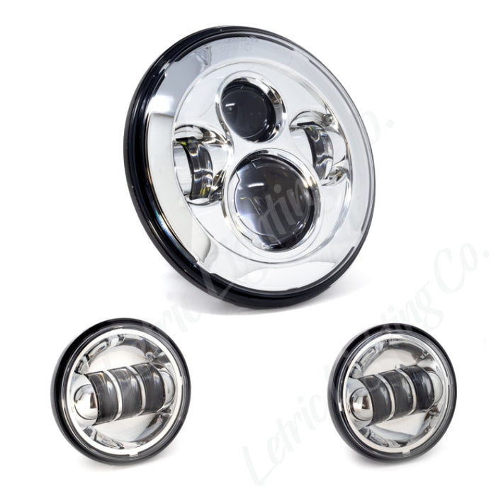 Letric Lighting Co . 7" Led Headlight W/Passing Lamp Chrome Llc-Ilhk-7C LLC-ILHK-7C
