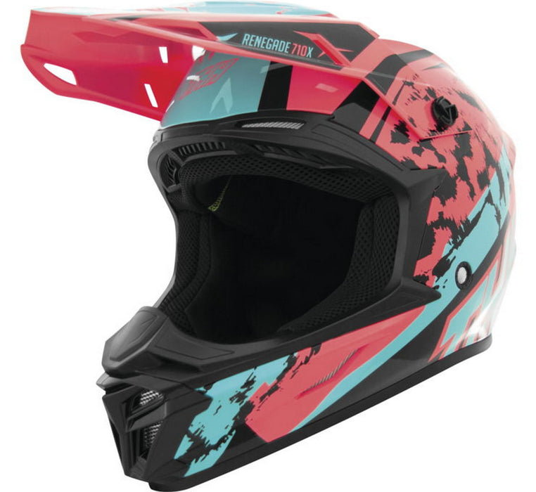 THH T-710X Renegade Youth MX Offroad Helmet Coral/Blue SM