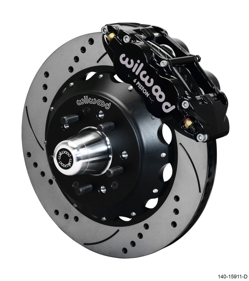 Wilwood Narrow Superlite 6R Front Big Brake Kit 14.00in SRP Drilled and Slotted Rotor Black 140-15911-D