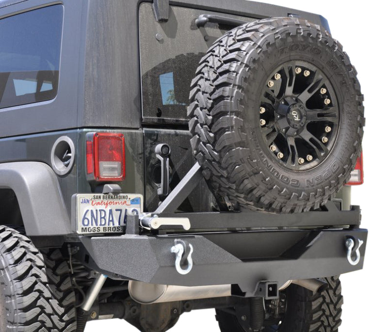 DV8 Offroad 07-18 Jeep Wrangler JK Rear Aluminum Bumper w/ Tire Carrier - Black - RBSTTB-01 Fits select: 2008,2015-2018 JEEP WRANGLER UNLIMITED