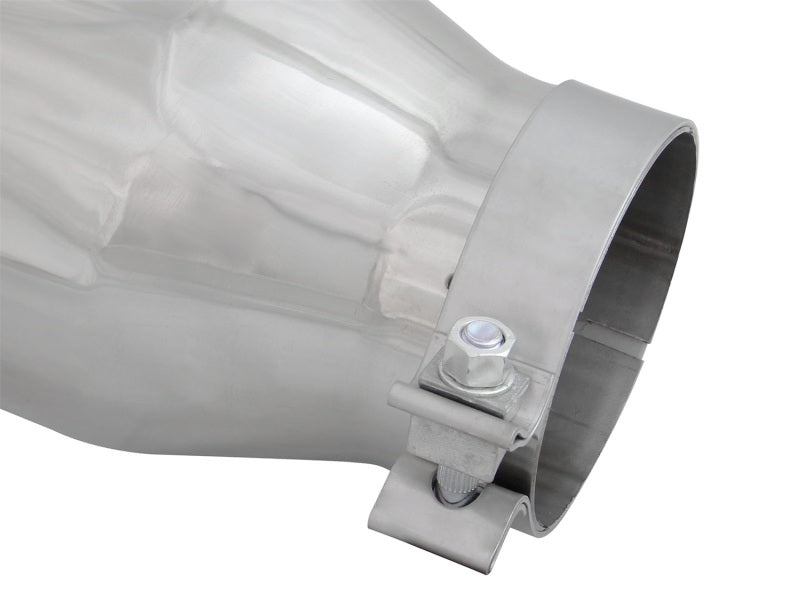 aFe MACH Force-XP 304 SS Right Side Single Wall Polished Exhaust Tip 4in Inlet x 6in Outlet x 12in L 49T40601-P12