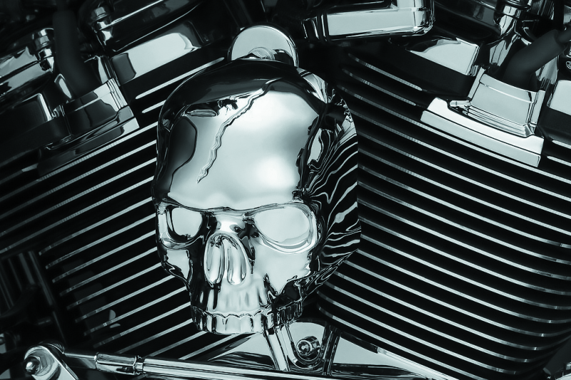 Kuryakyn Motorcycle Accent Accessory: Skull Horn Cover For 2017-19 Harley-Davidson Motorcycles With Stock Waterfall Style Horn Cover, Chrome 5730