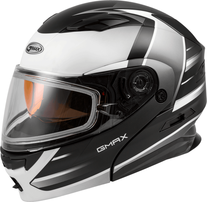 GMAX MD-01S Descendant, DOT Approved Modular Helmet, Dual Lens Shield for Snow & Motor Sports, (MATTE BLACK/WHITE, XXX-Large)