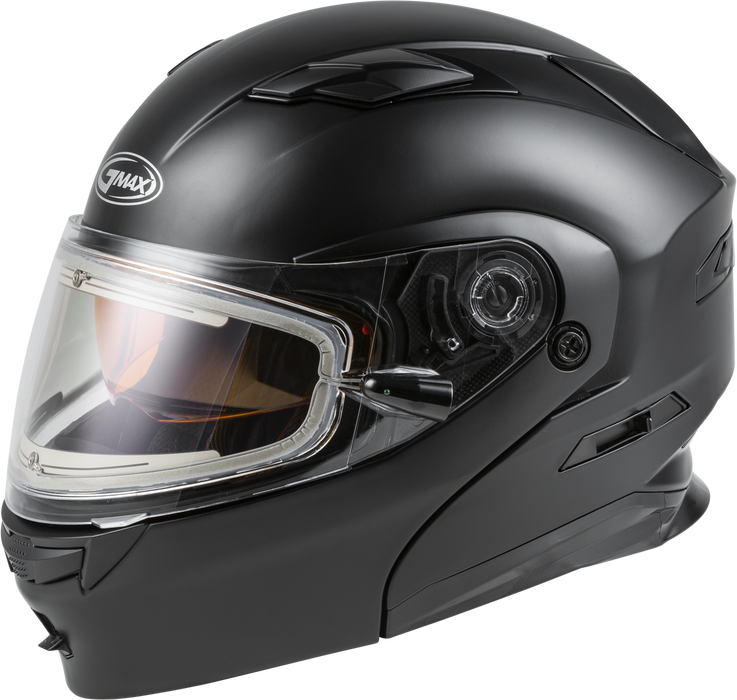 GMAX MD-01S, DOT Approved Modular Helmet, Electric Dual Lens Shield for Snow & Motor Sports, (Matte Black, Medium)