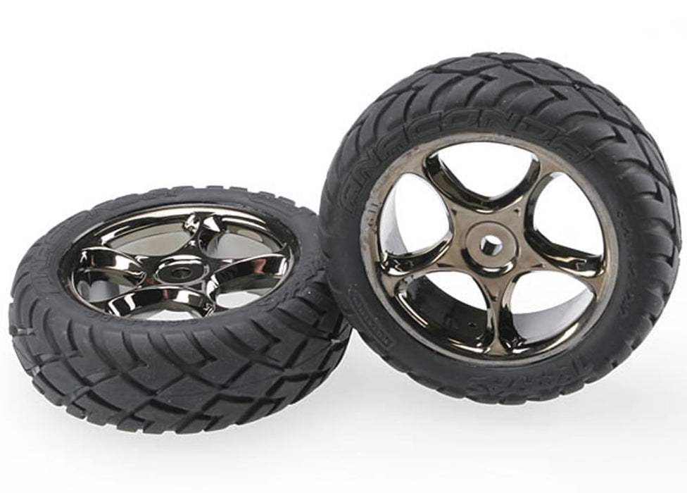 Traxxas Anaconda Front Tires w/Tracer 2.2 Wheels (2) (Black Chrome) (Standard)