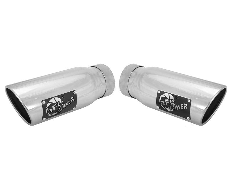 aFe MACHForce-XP 304 Stainless Steel Polished Exhaust Tip 3.5in x 4.5in Out x 12in L Clamp-On 49T35456-P12