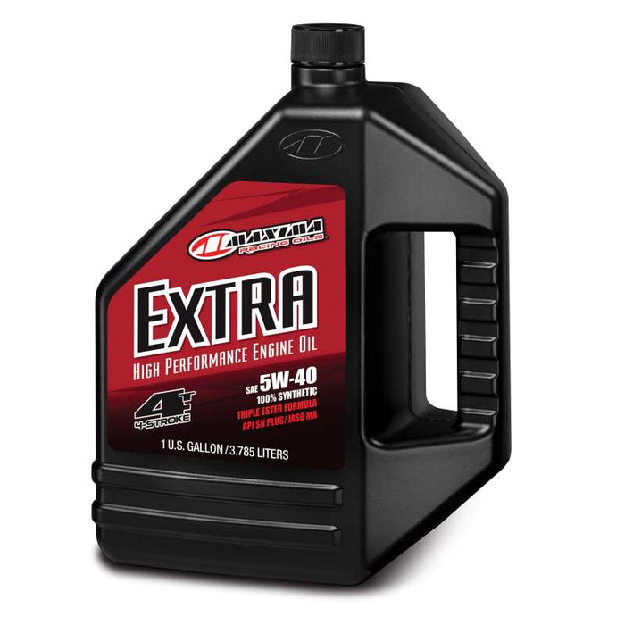 Maxima ( Extra4 5W-40 Synthetic 4T Motorcycle Engine Oil 1 Gallon Jug, Red