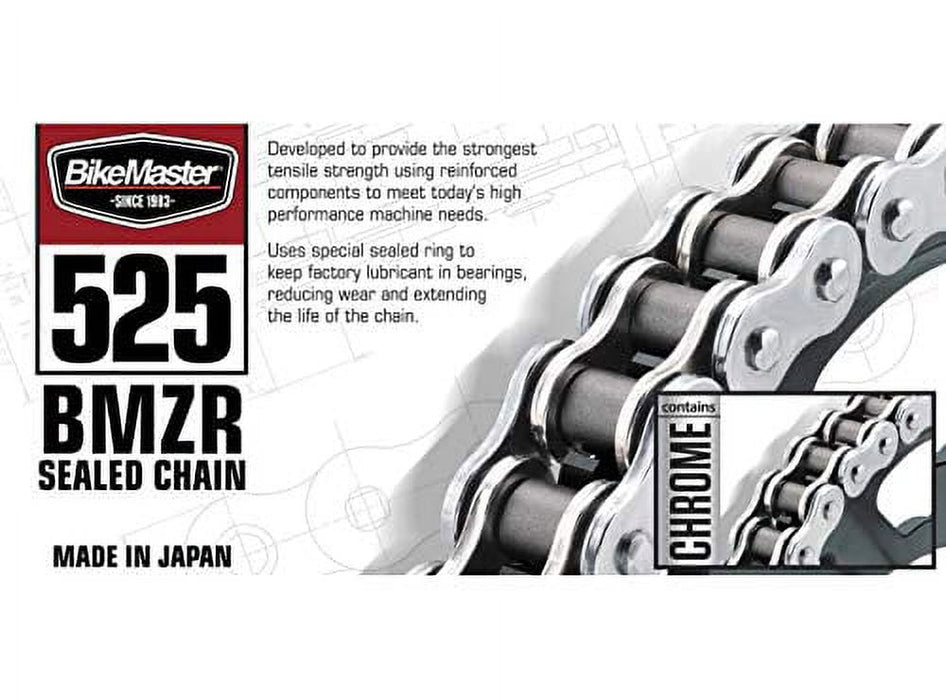 Bikemaster 525 Bmzr Series Z-Ring Chain 525X130, Black/Gold 525BMZR-130/BG