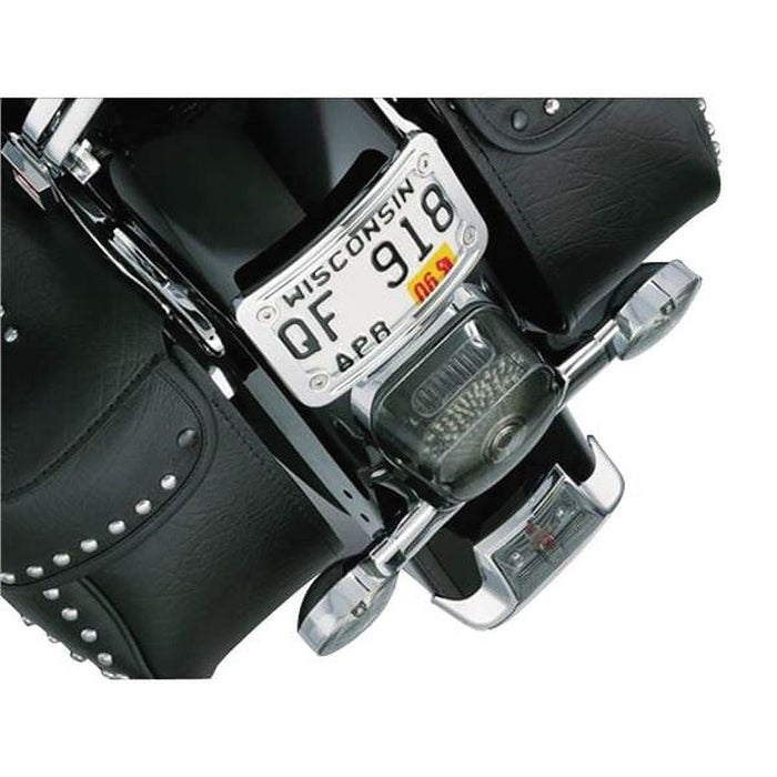 Kuryakyn Motorcycle Accessory: Curved Laydown License Plate Mount With Frame For Harley-Davidson, Honda Motorcycles And Custom Applications, Chrome 9171