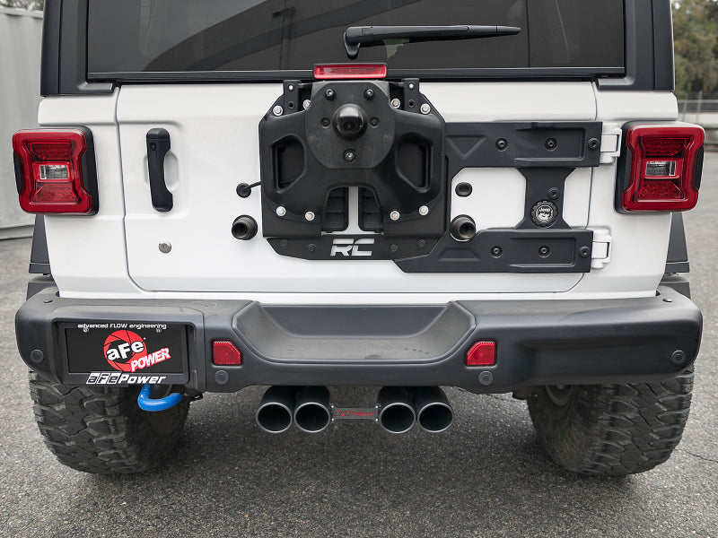 aFe Rebel Series 2.5in 304 SS Cat-Back Exhaust w/ Black Tip 18-20 compatible with Jeep Wrangler (JL) 49-38073-B