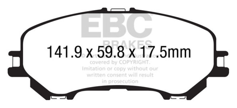 EBC 14+ Compatible with Nissan Rogue 2.5 2 row seating Greenstuff Front Brake Pads DP63032