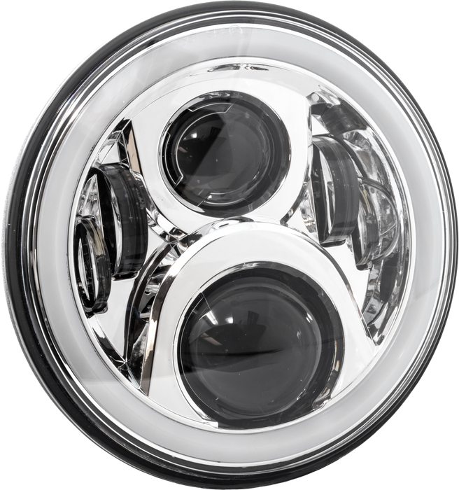 Letric Lighting Co. LLC-LHC-7DC 7in. Premium Wide-Array LED Headlight with Full-HALO - Chrome