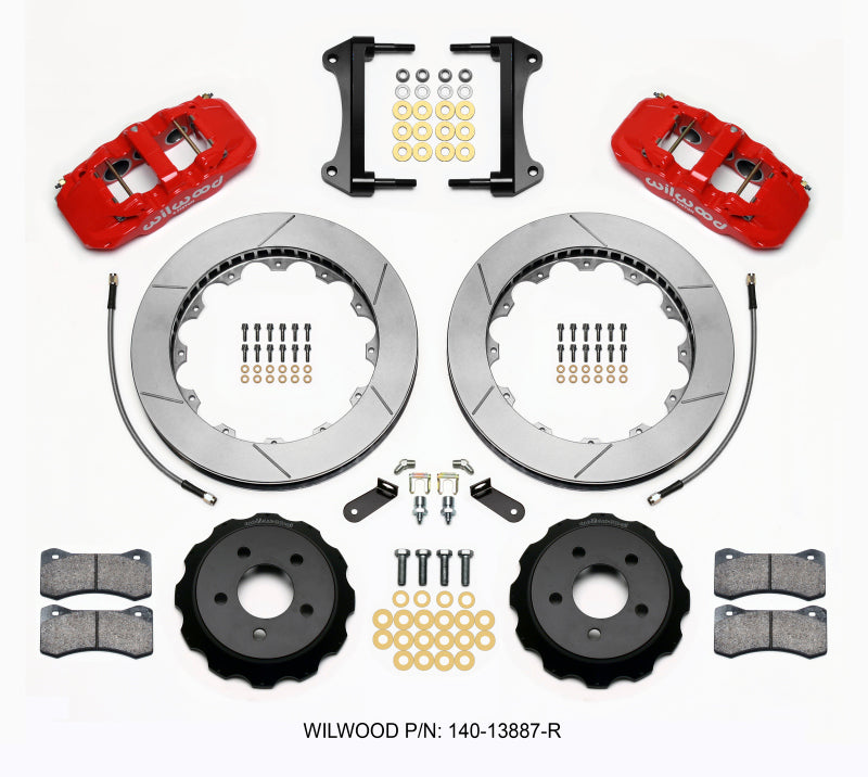 Wilwood AERO6 Front Hat Kit 15.00 Red 2015-Up Mustang w/Lines 140-13887-R