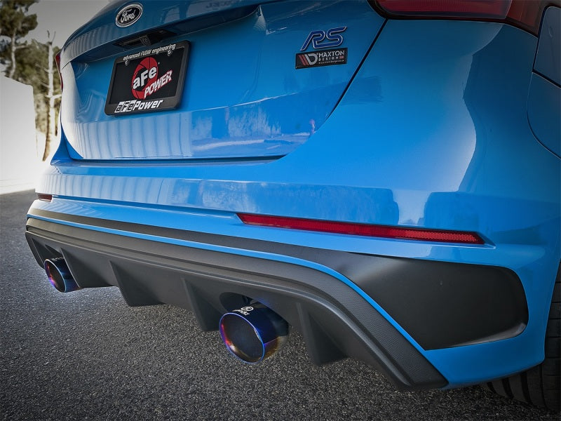 aFe Takeda 3in 304 SS Axle-Back Exhaust System w/ Blue Flame Tip 16-18 Ford Focus RS 2.3L (t) 49-33104-L