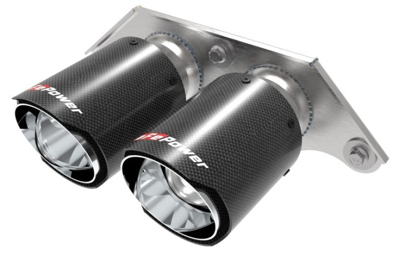 aFe Power Mach Force Xp 4in 304 SS Bolt-On Exhaust Tips Carbon Fiber 14-19 Porsche 911 GT3 3.8L/4.0L 49C36435-C