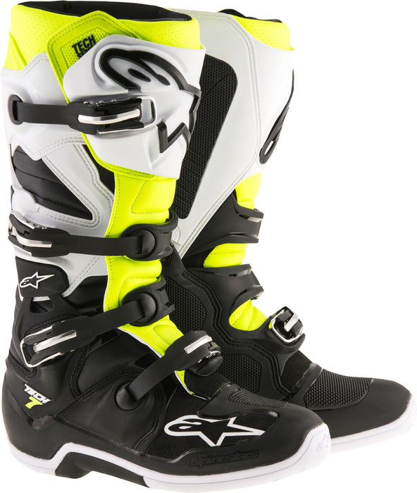 Alpinestars 2012014-125-16 Men's Tech 7 Boots (Black/White/Yellow, Size 16)