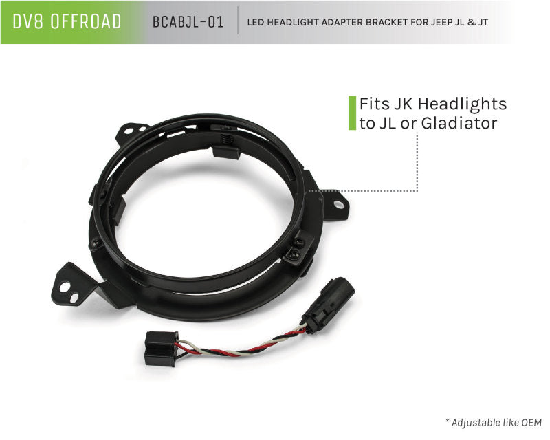 Dv8 Offroad Headlight Adapter Kit For 18+ Wrangler Jl & 20+ Gladiator Jt Allows