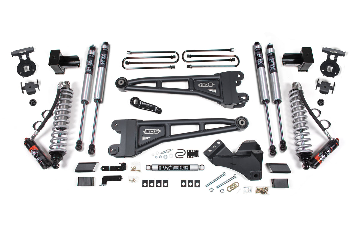 BDS 2023-2025 Fits Ford F250/F350 4WD 5" Radius Arm Suspension Lift Kit, 3" Rear, Block, Diesel - FOX 2.5 Pes C/o Front, FOX 2.5 Pes Aux Front, FOX 2.5 Pes Ps Rear - W/o Overload Springs 2244FPE