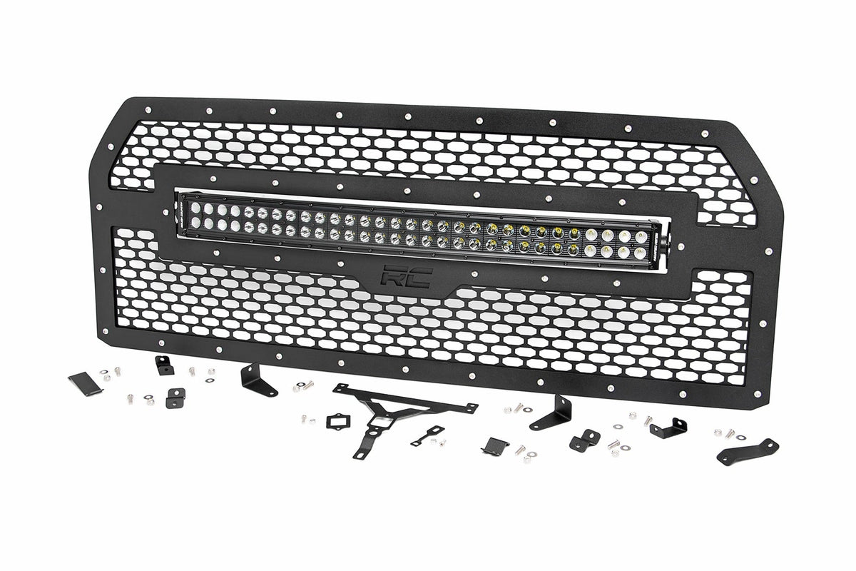 Rough Country Mesh Grille 30" Dual Row Led Black Amber Drl Fits Ford F-150 (15-17) 70193BDA