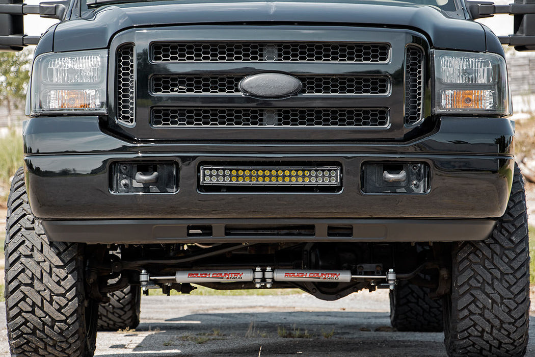 Rough Country Led Light Kit Bumper Mount 2" Black Dual Row White Drl Ford Super Duty (05-07) 70665DRL