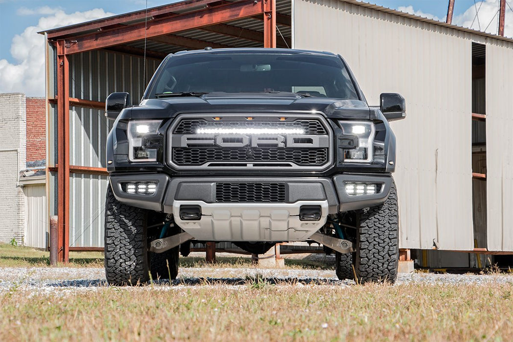 Rough Country Led Light Kit Grille Mount 30" Black Single Row Ford Raptor (17-20) 70702