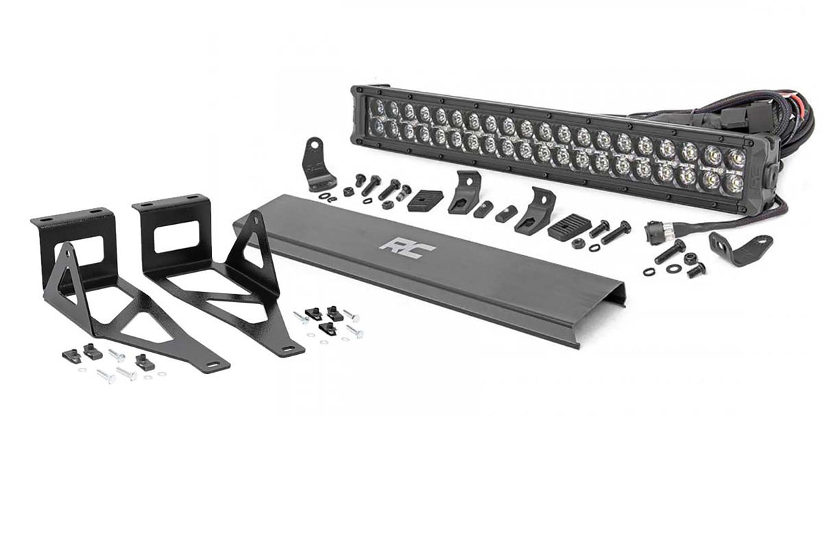 Rough Country Led Light Kit Bumper Mount 2" Black Dual Row Amber Drl Fits Ford Super Duty (05-07) 70665DRLA