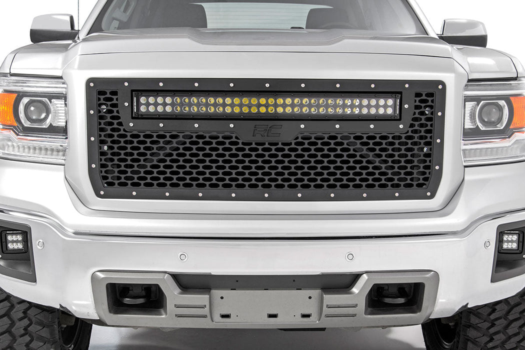 Mesh Grille | 30" Dual Row LED | Black | White DRL | GMC Sierra 1500 (14-15)