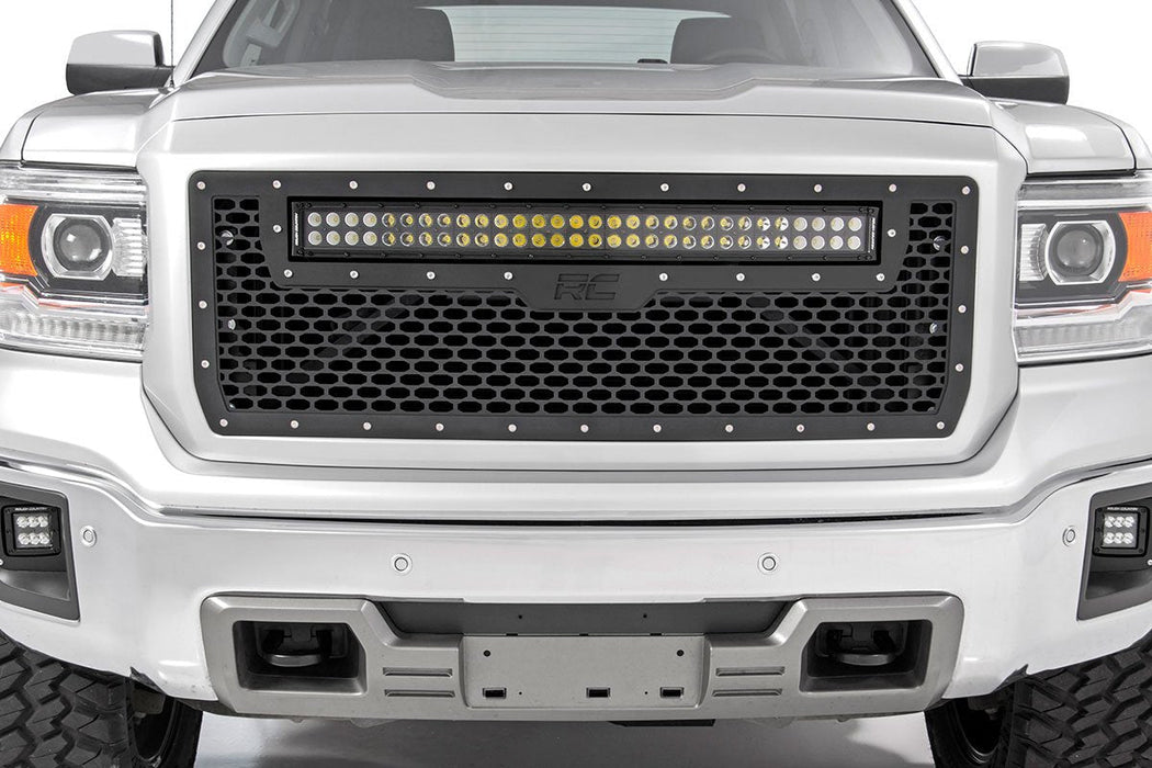 Mesh Grille | 30" Dual Row LED | Black | Amber DRL | fits gmc Sierra 1500 (14-15)