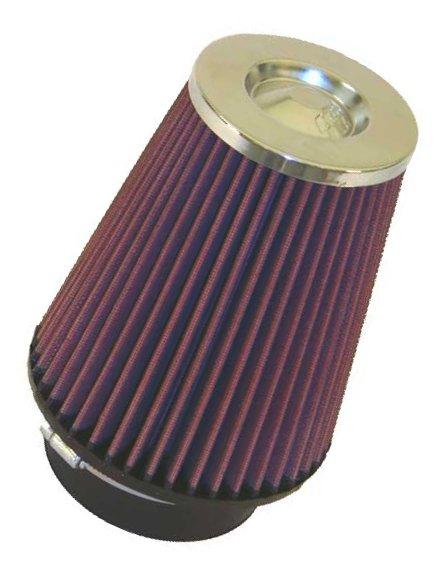 K&N Universal Air Filter Chrome Round Tapered Red -4in Flange ID x 1.125in Flange Length x 5.5in H RG-1002RD-L