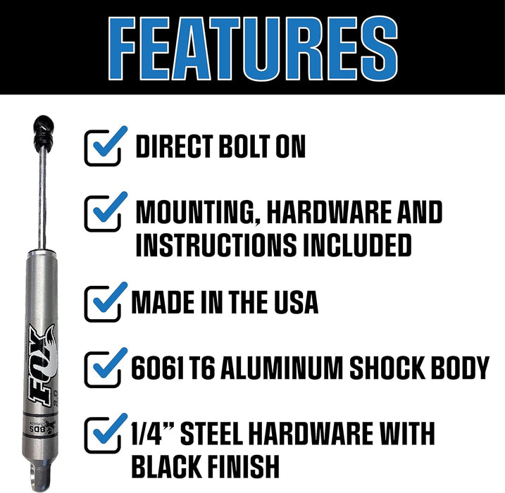 Roco 4x4 BDS Fox Shocks 2.0 Dual Steering Stabilizer Kit for 2005-2022 Ford F-250 and F-350 Super Duty 4WD with 2 Inch Lift or More | Includes Damper Bracket Mounting Kit 98224010 55380