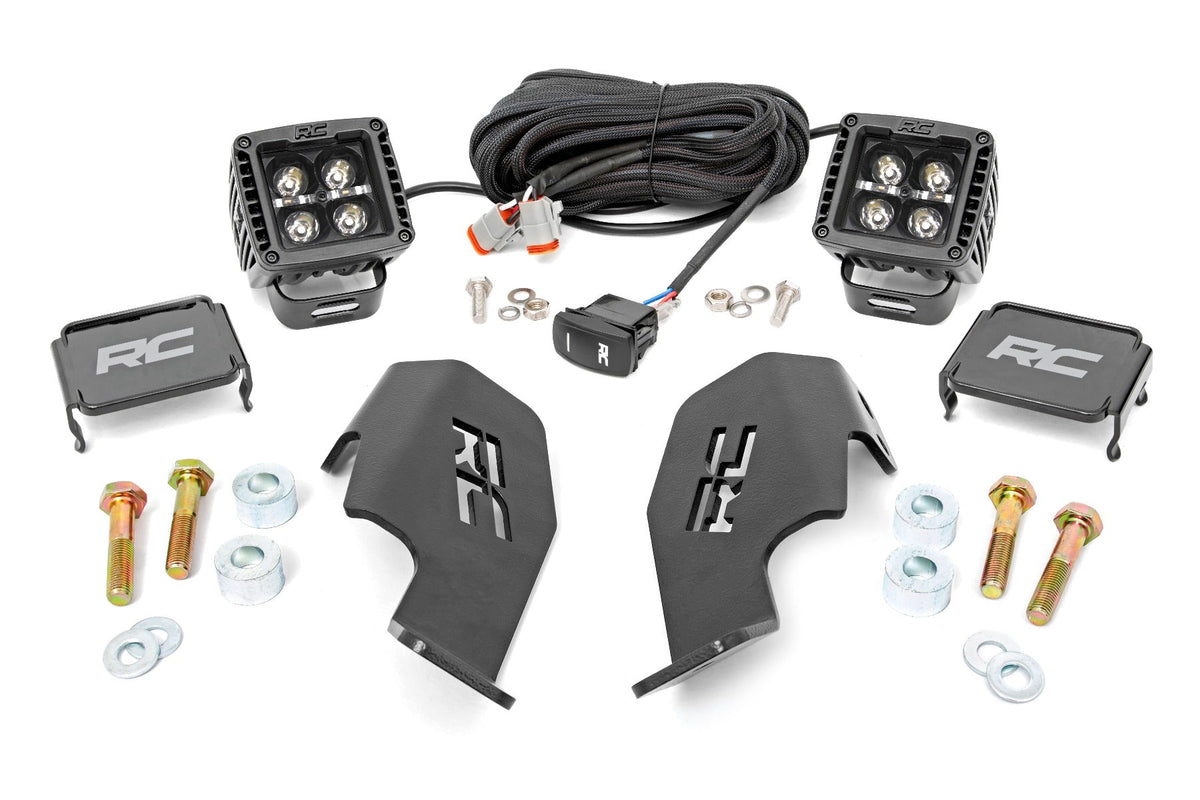 Rough Country Led Light Cage Mount 2" Black Pair White Drl Fits Honda Talon 1000 92034
